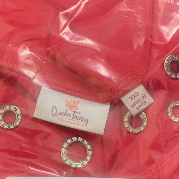 NWT QUACKER FACTORY RED RHINESTONE GROMMET TOP XXS - Picture 9 of 9